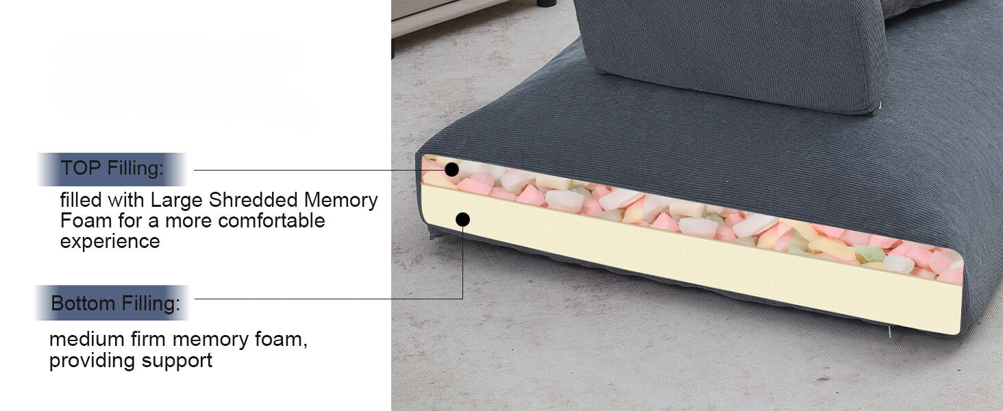 The Grey Folding Sofa Bed features a blend of two foam zones.