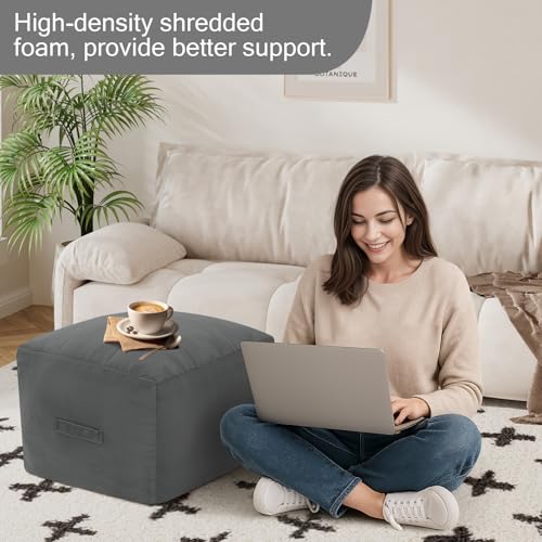 Grid Square Pouf Ottoman, 20"x20"x15" | MeMoreCool, photo 5