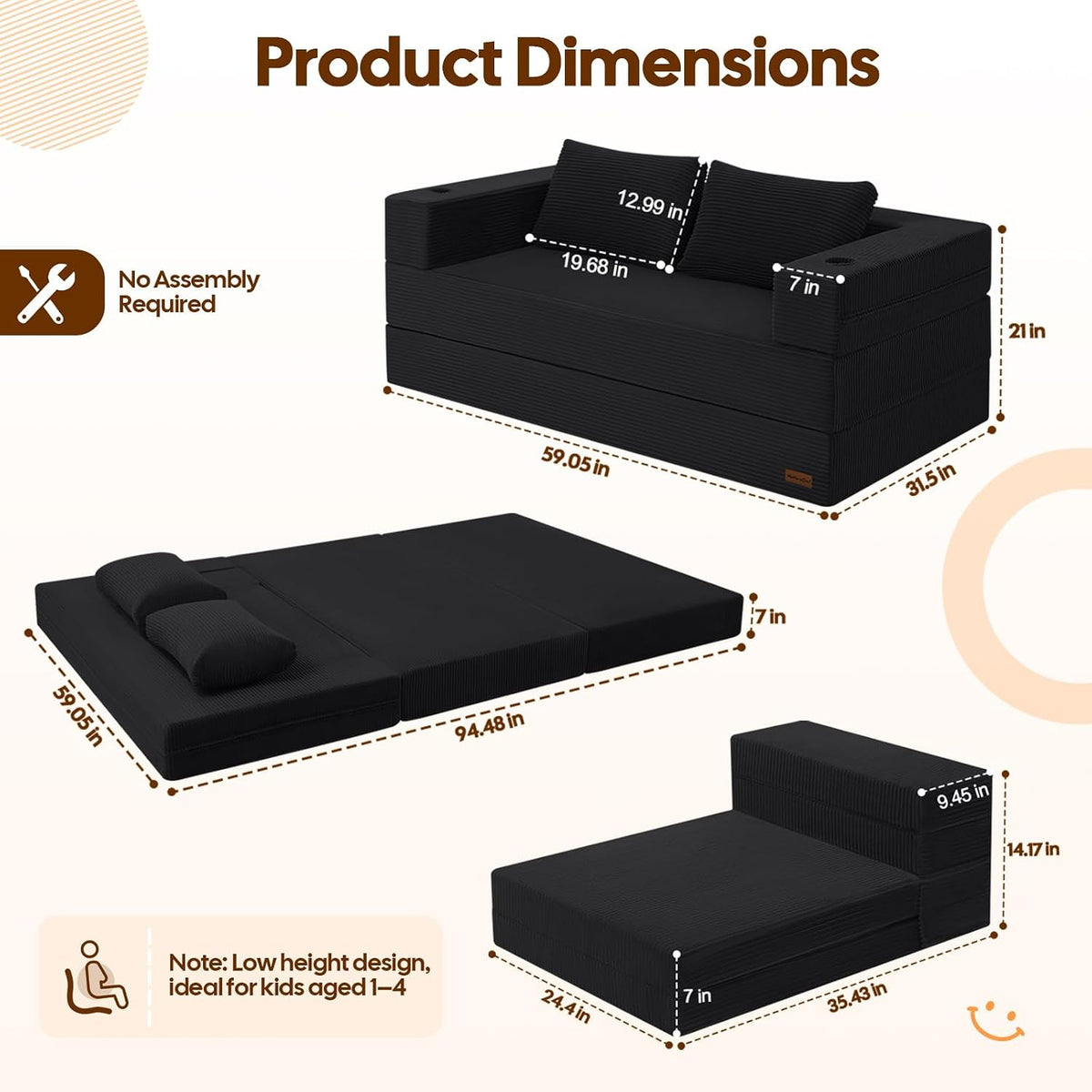 Queen Convertible Sofa Bed, Corduroy Folding Couch