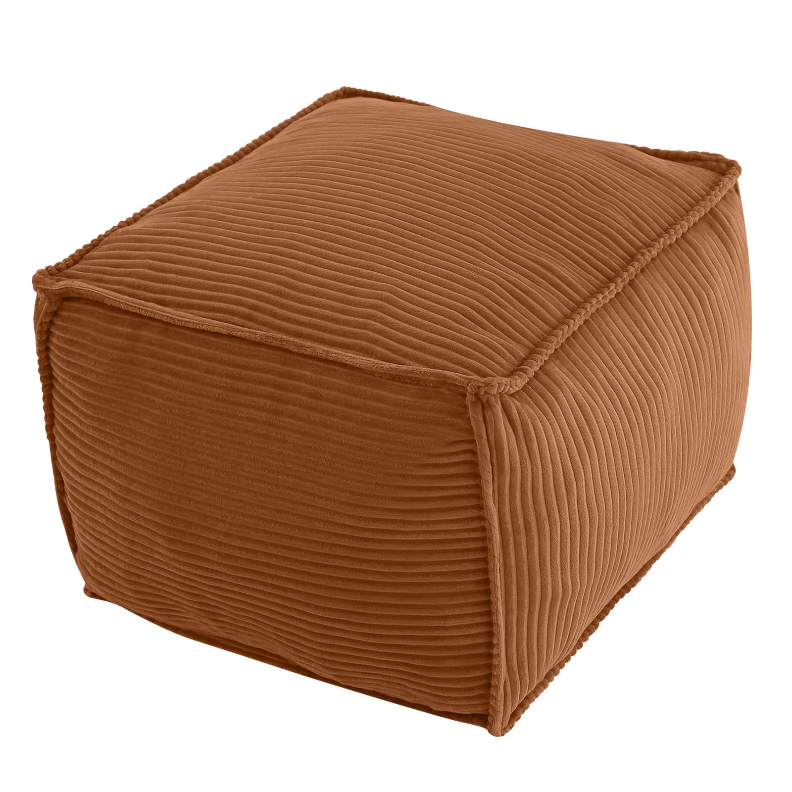 Round Pouf Ottoman, 18" Stuffed Floor Pouf