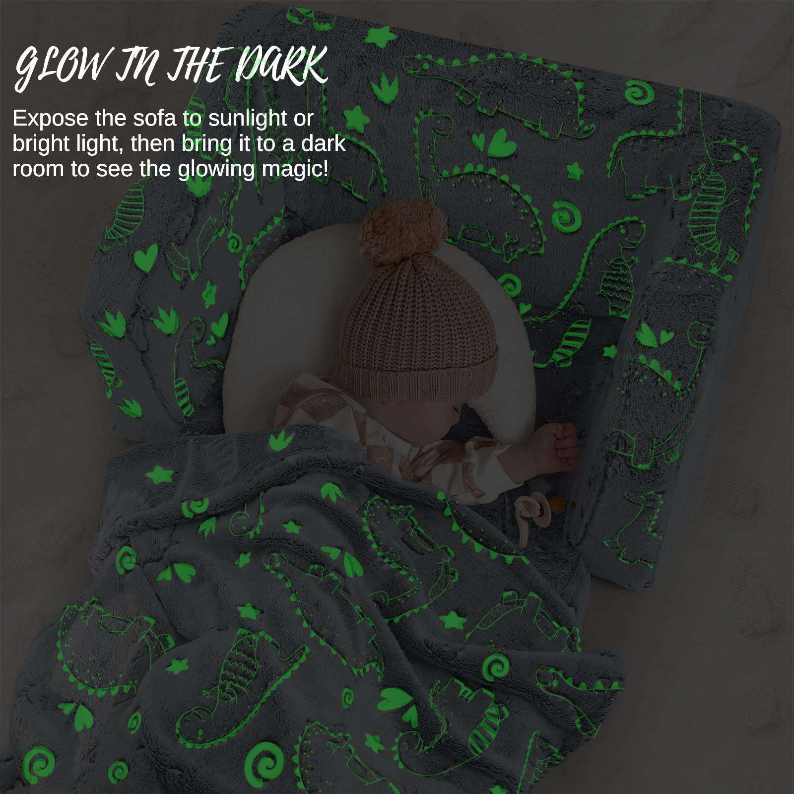 Fold Out Kids Couch, Flip Out Kids Sofa Chair with Blanket | GlowSofa