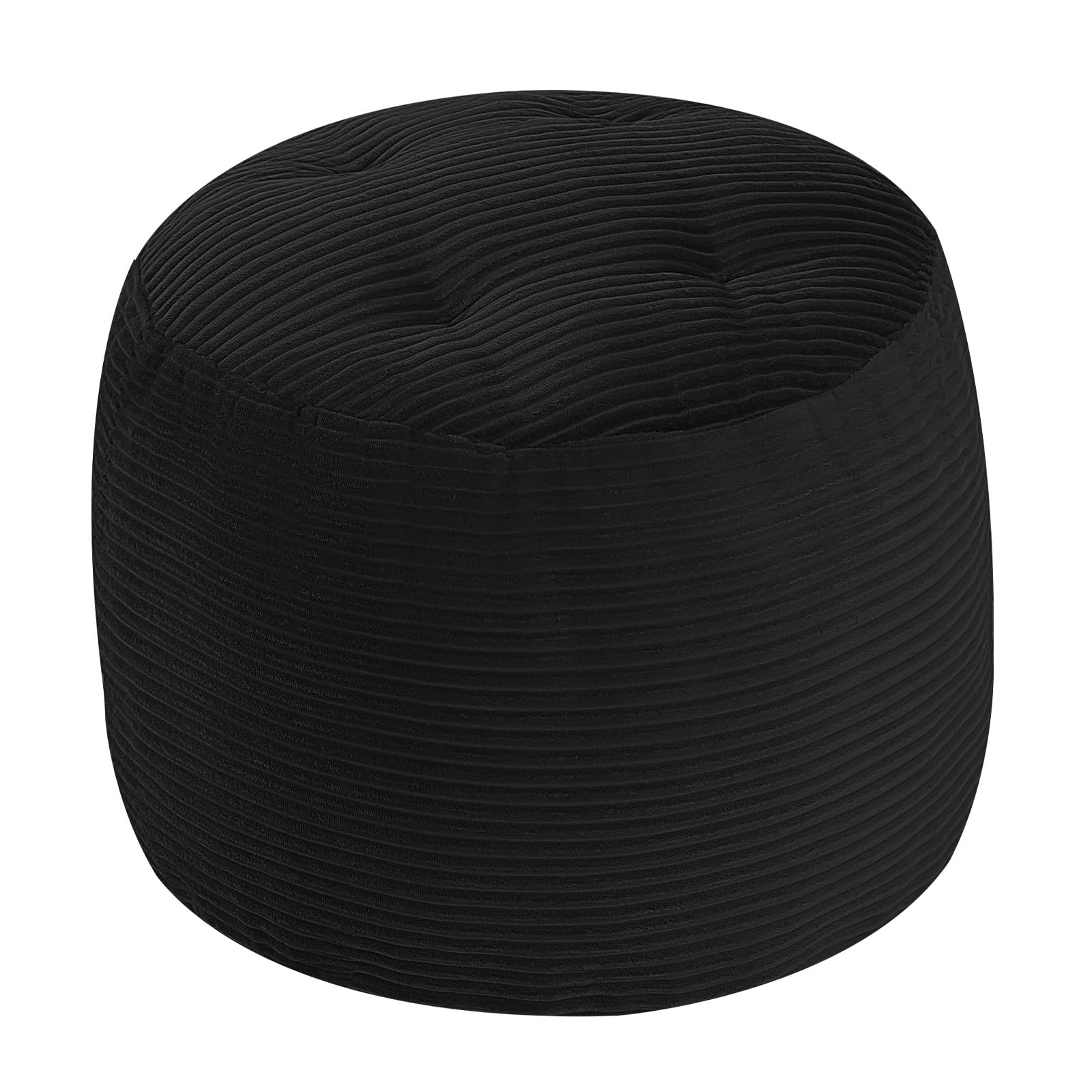 Stuffed Round Pouf Ottoman, 20"x15" Corduroy