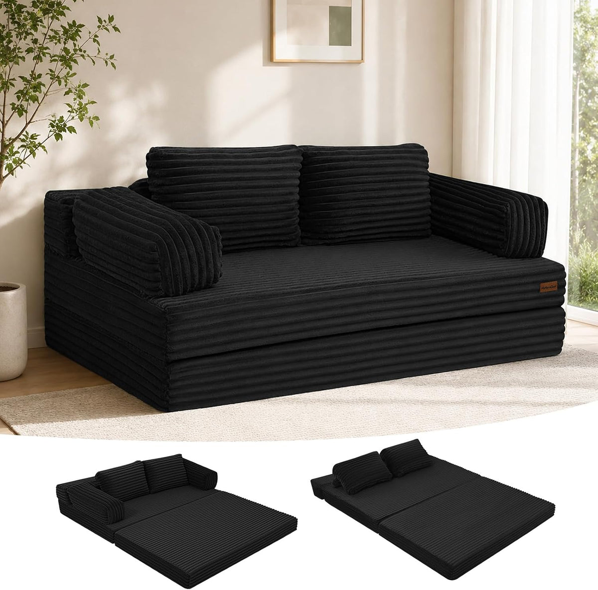 Boneless Loveseat Sofa Bed, 59" Corduroy