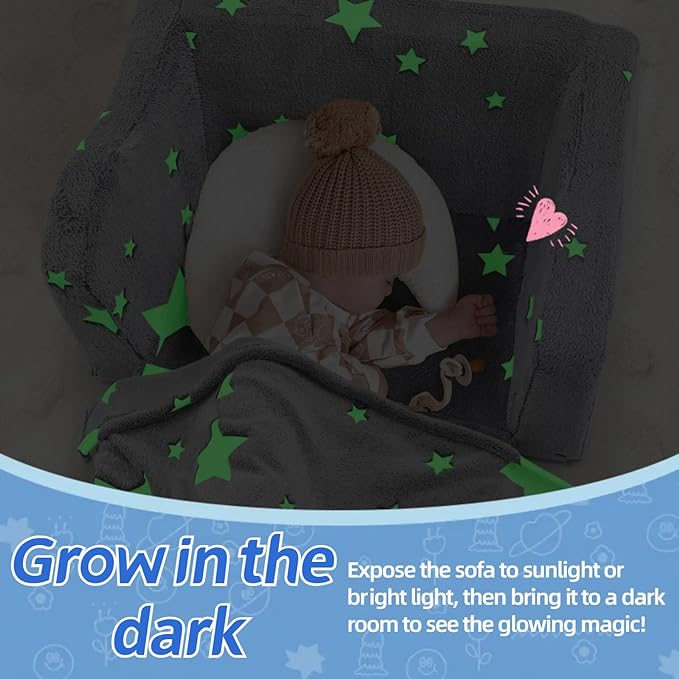 Fold Out Kids Couch, Flip Out Kids Sofa Chair with Blanket | GlowSofa