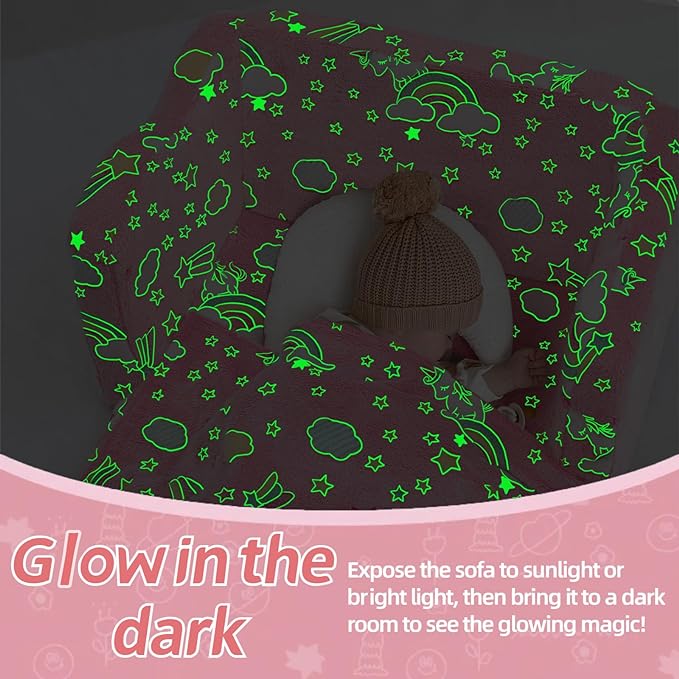 Fold Out Kids Couch, Flip Out Kids Sofa Chair with Blanket | GlowSofa