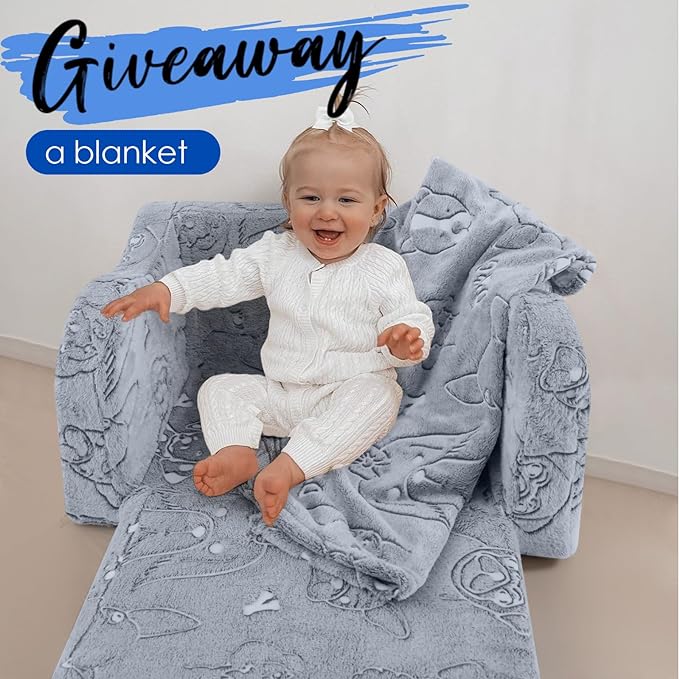 Fold Out Kids Couch, Flip Out Kids Sofa Chair with Blanket | GlowSofa