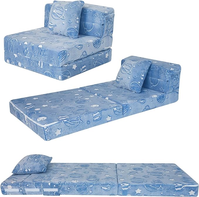 Space Astronaut Convertible Kids Foldable Floor MattressIGlowsofa