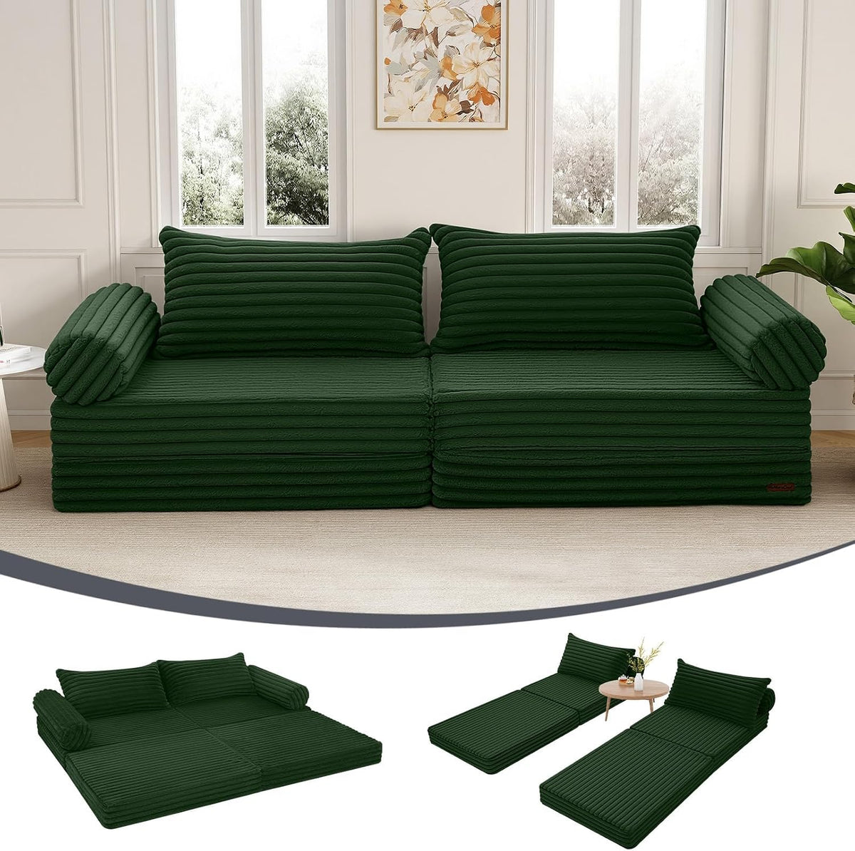 Boneless Loveseat Sofa Bed, 59" Corduroy