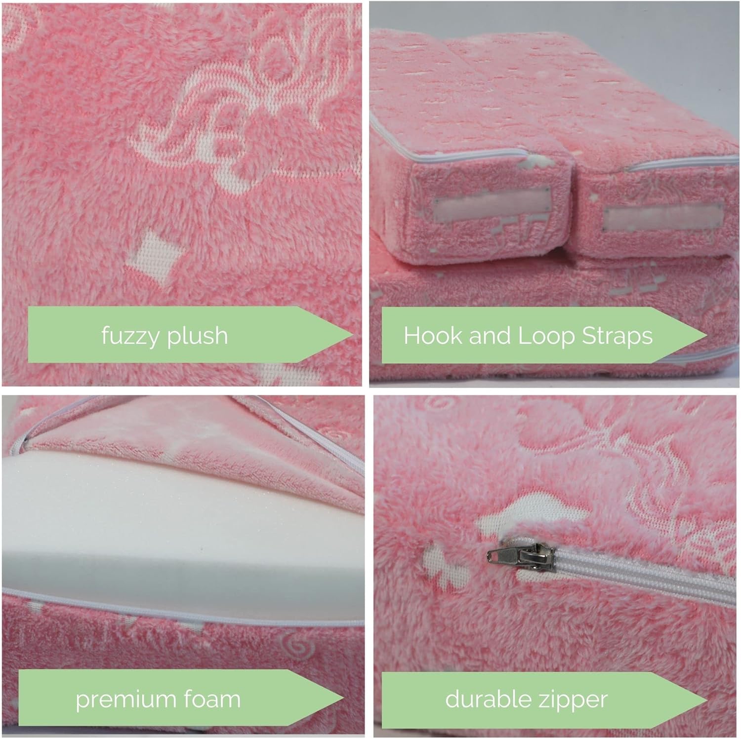 Folding Sofa Bed Floor Mattress for Kids has plush, quality foam, durable zipper