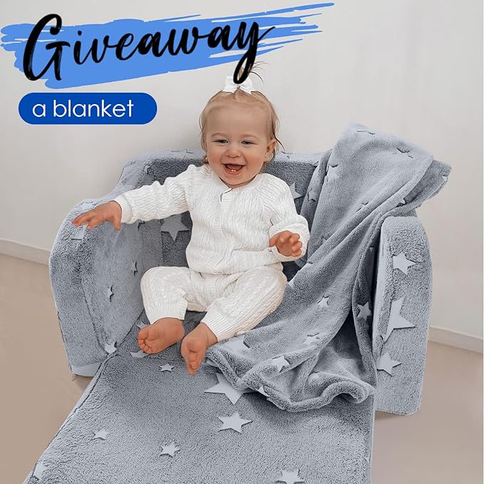 Fold Out Kids Couch, Flip Out Kids Sofa Chair with Blanket | GlowSofa