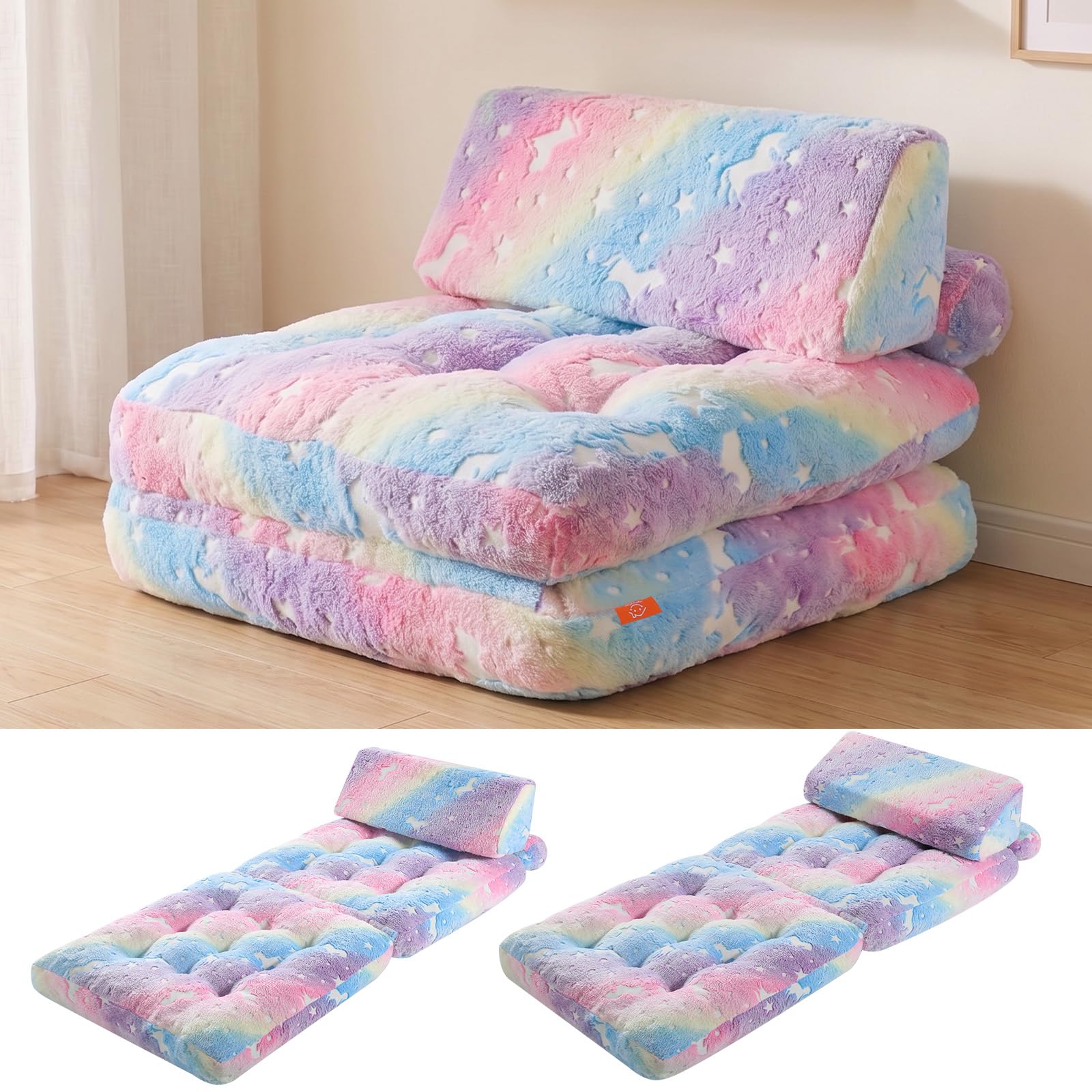 Kids Couch, 3-in-1 Fold-Out Foam Chair