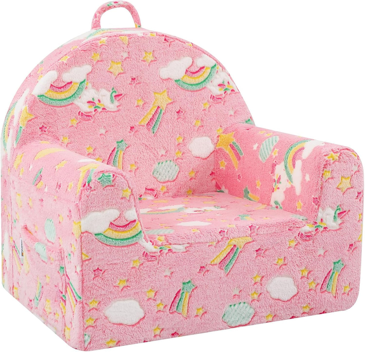 Rainbow Unicorn print — pink unicorn fold-out kids couch