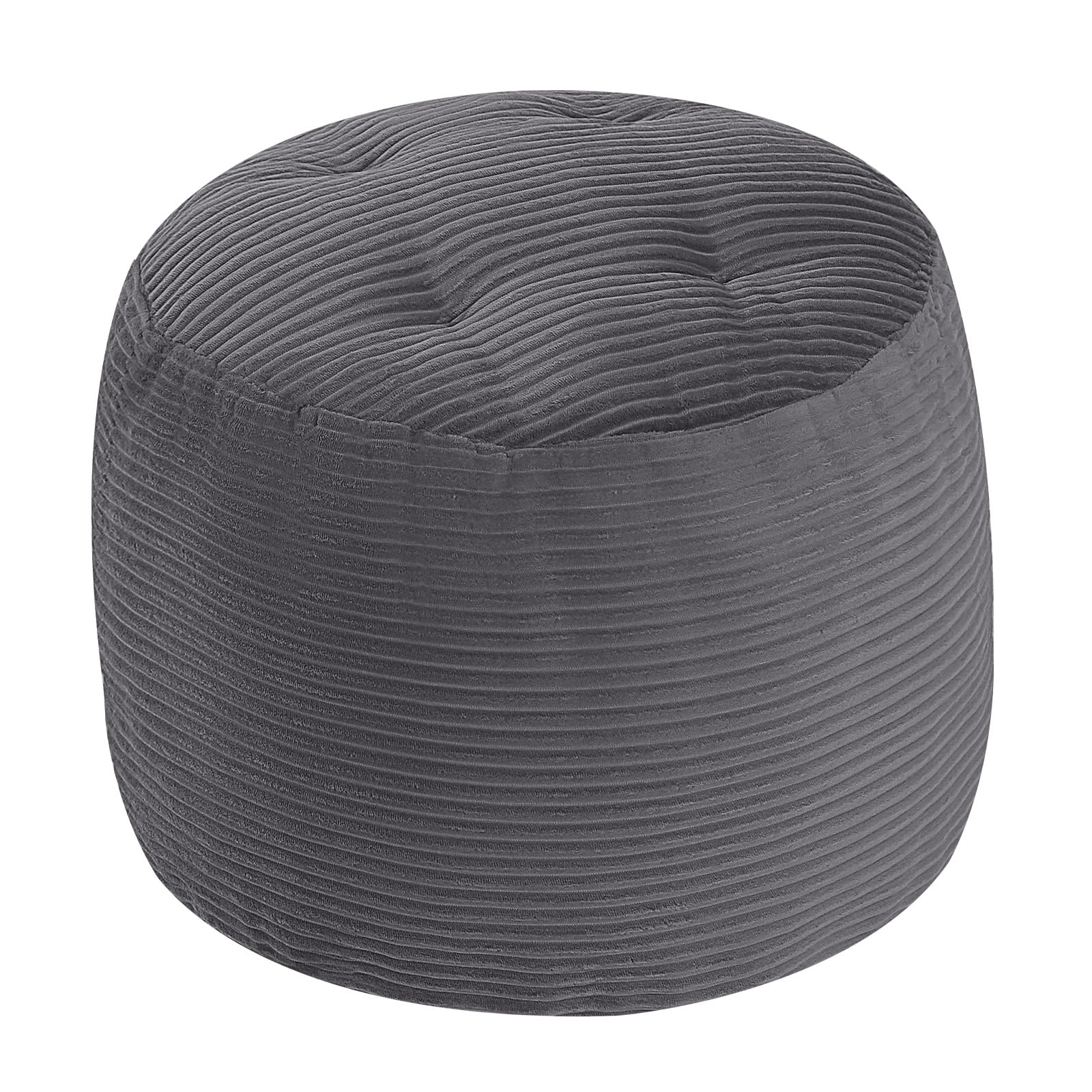Stuffed Round Pouf Ottoman, 20"x15" Corduroy