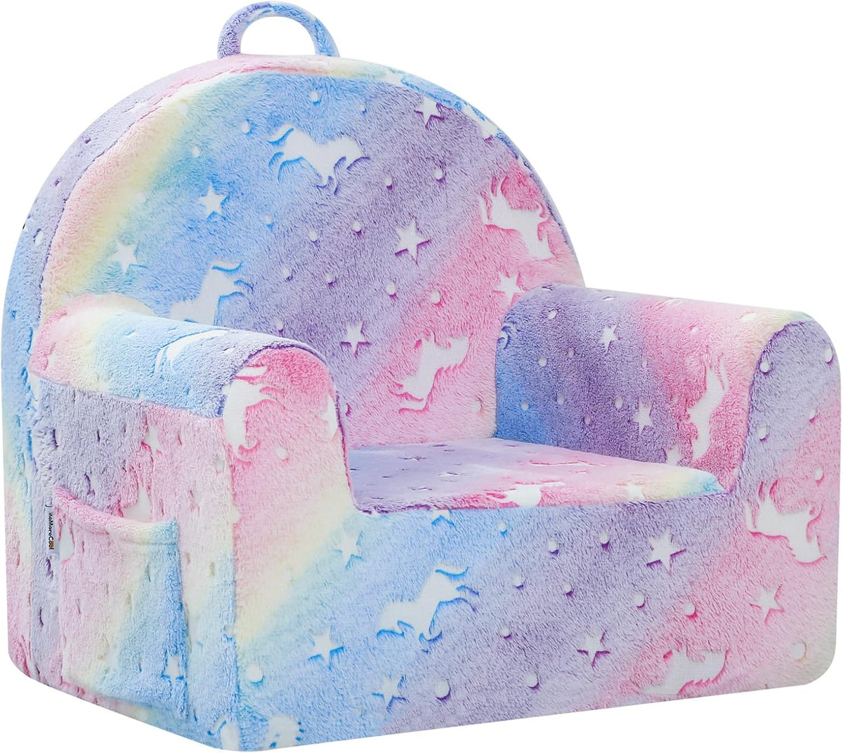 Pink Rainbow print — rainbow watercolor fold-out kids couch