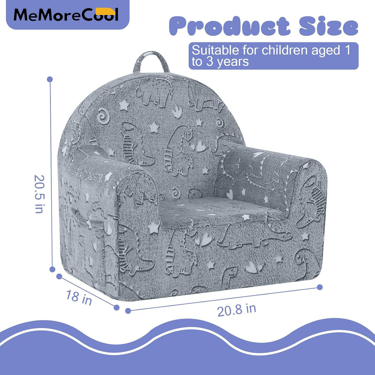 Glow Astronaut fold-out couch dimensions — ages 3+