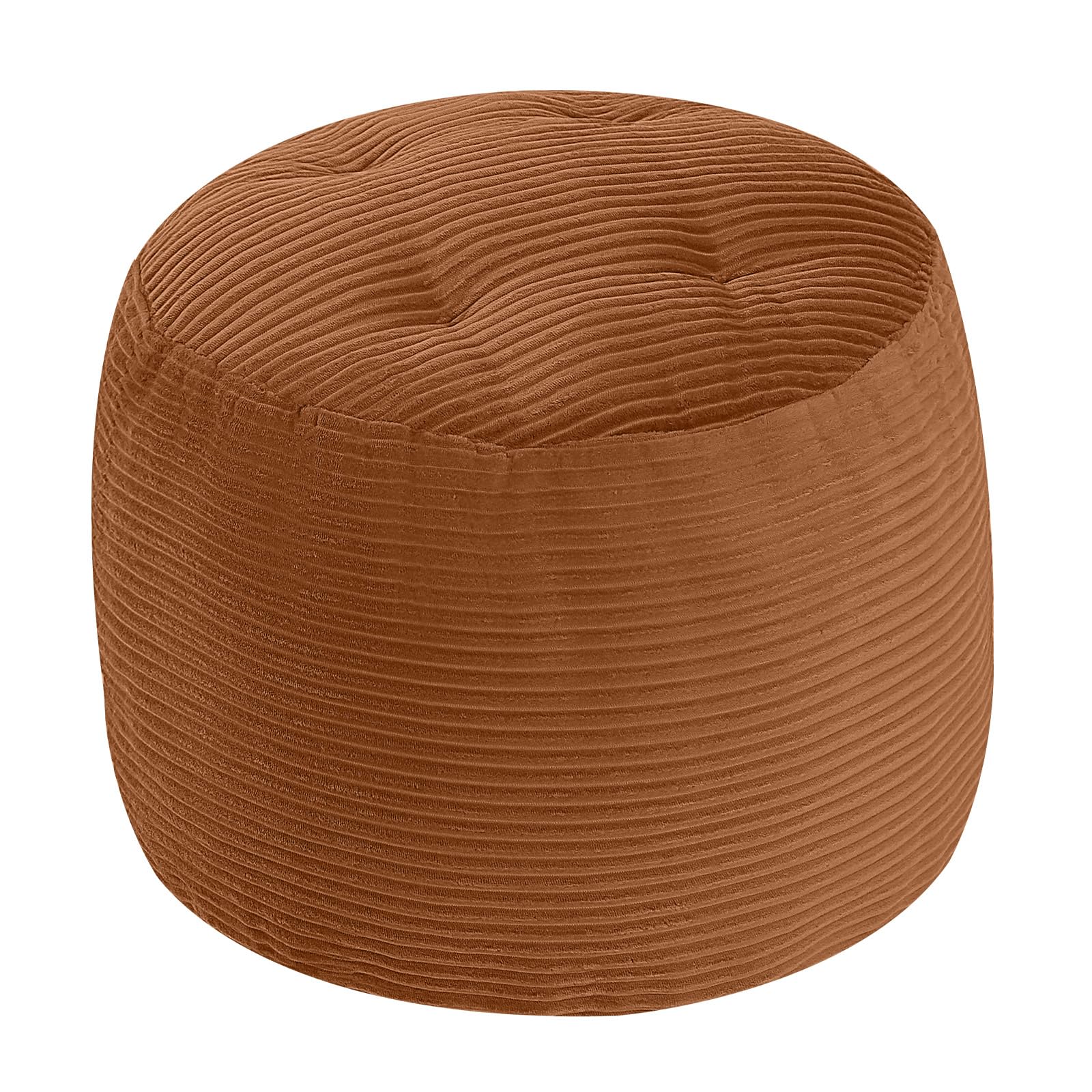 Stuffed Round Pouf Ottoman, 20"x15" Corduroy