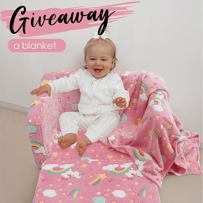Fold Out Kids Couch, Flip Out Kids Sofa Chair with Blanket | GlowSofa