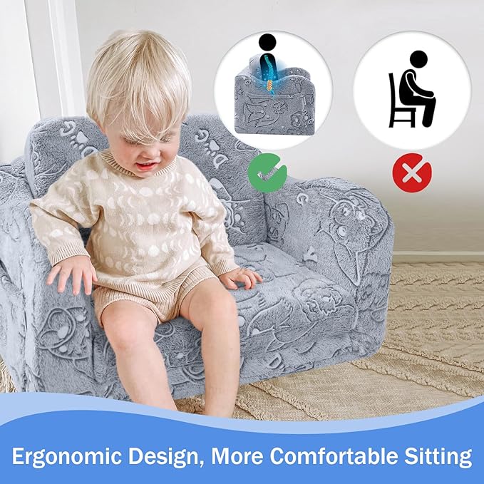 Fold Out Kids Couch, Flip Out Kids Sofa Chair with Blanket | GlowSofa