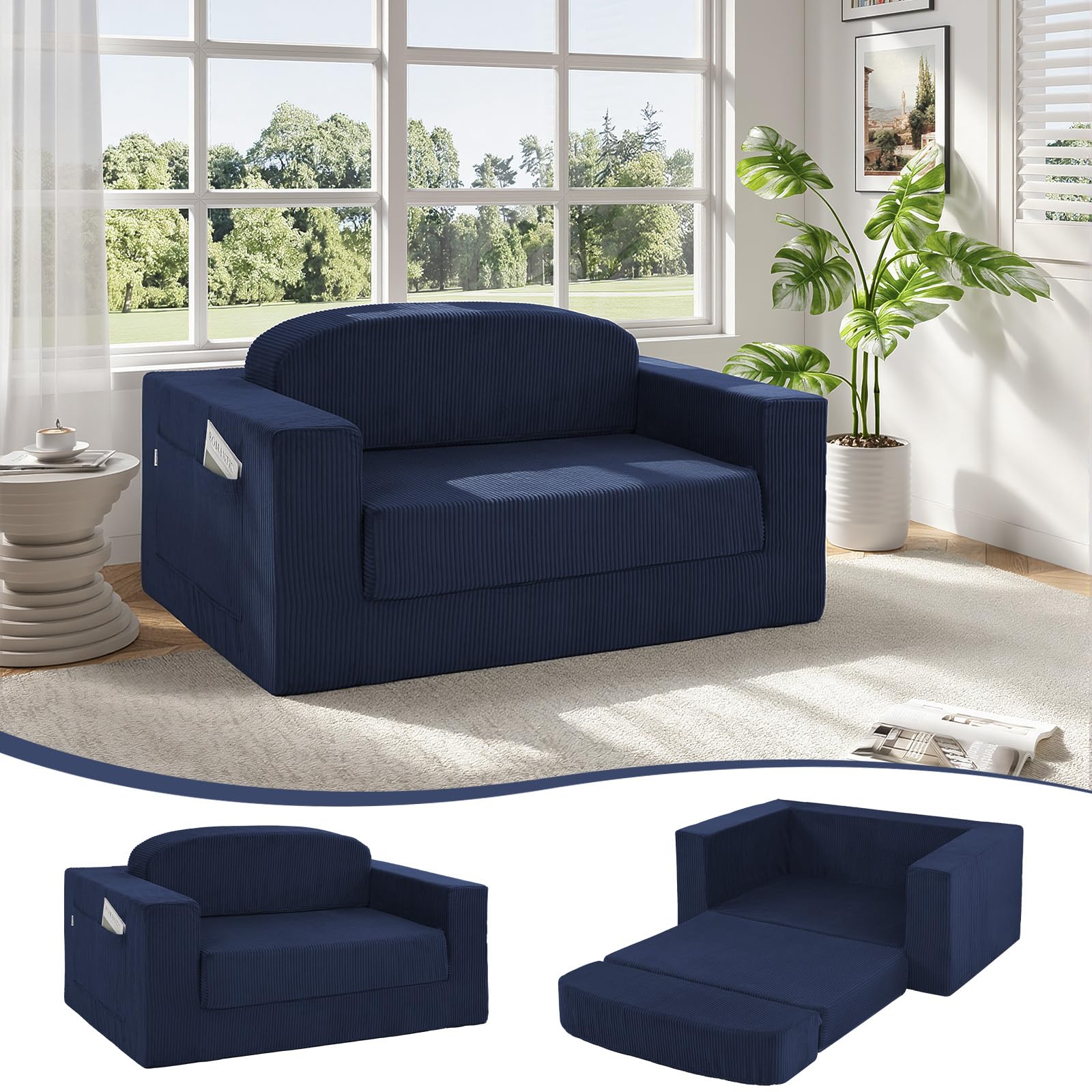 Boneless Loveseat Sofa Bed, 59" Corduroy