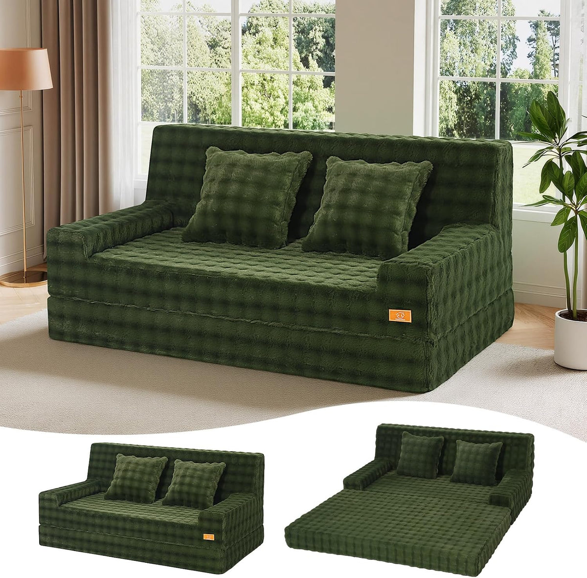 Boneless Loveseat Sofa Bed, 59" Corduroy