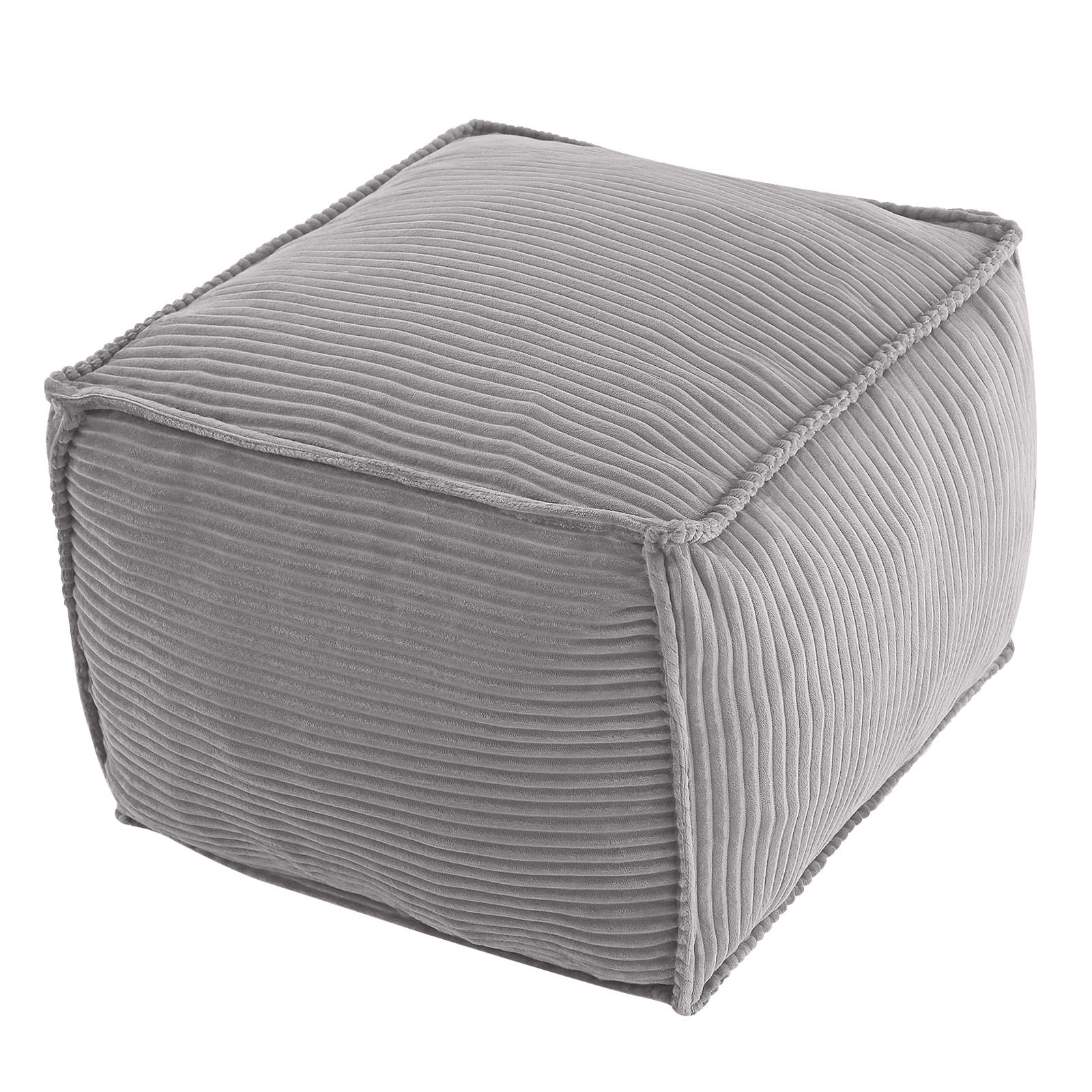 Stuffed Round Pouf Ottoman, 20"x15" Corduroy