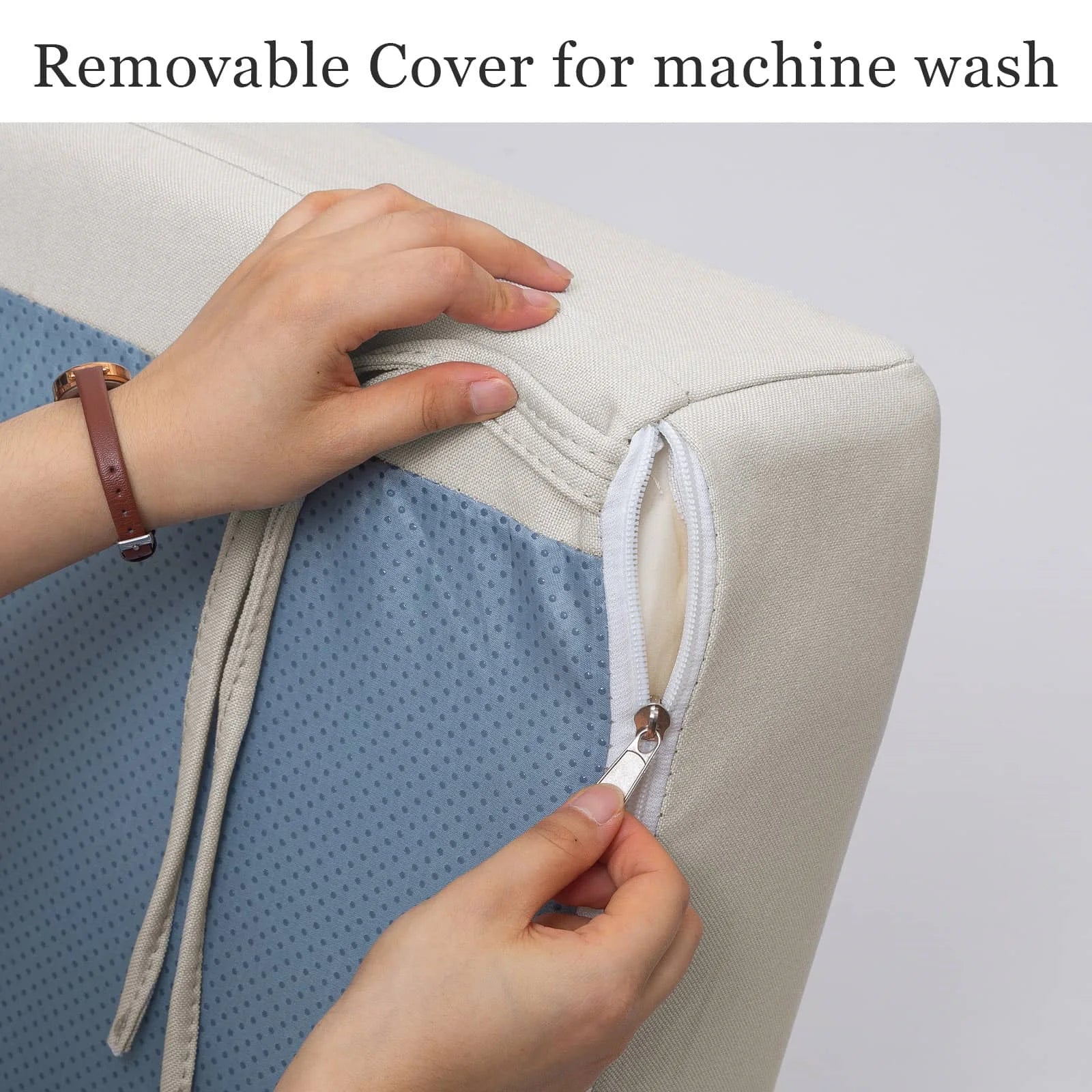 COMAX Beige Glider Rocking Chair-Cotton and Linen Fabrics Removable Cover for machine wash