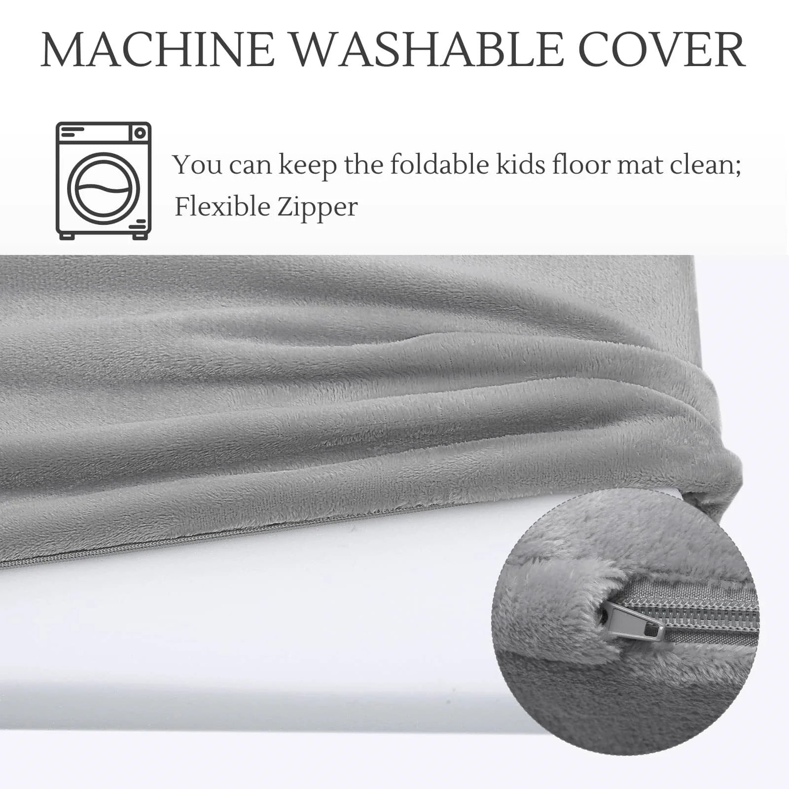 Grey Glow Foam Baby Play Mat Machine Washable Cover