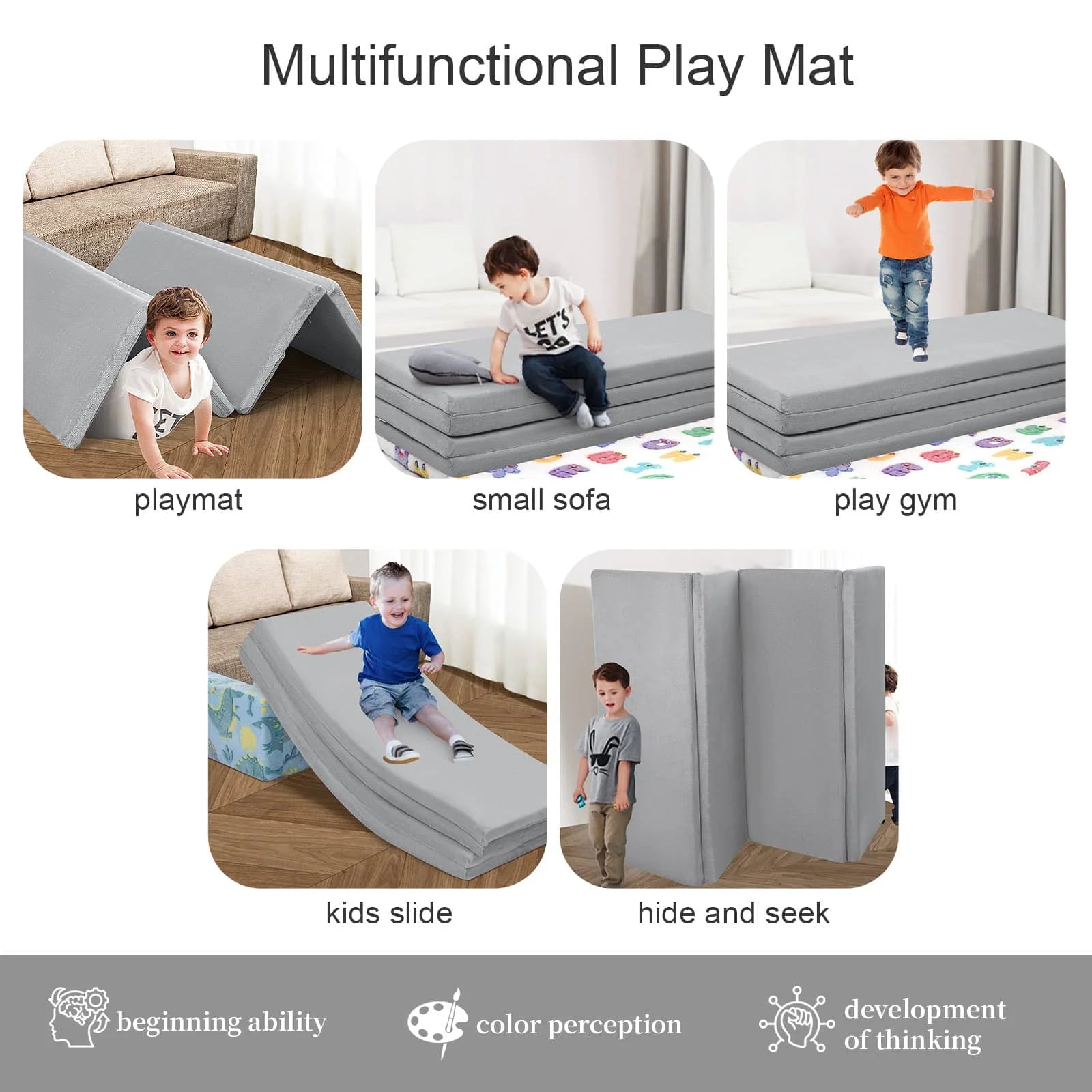 Grey Glow Foam Baby Play Mat Multi-Use