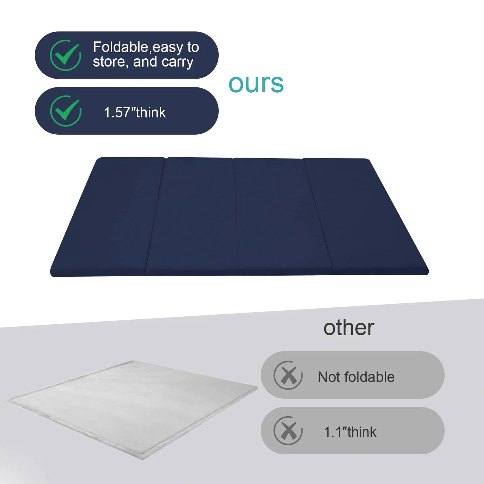 Navy Glow Foam Baby Play Mat Foldable