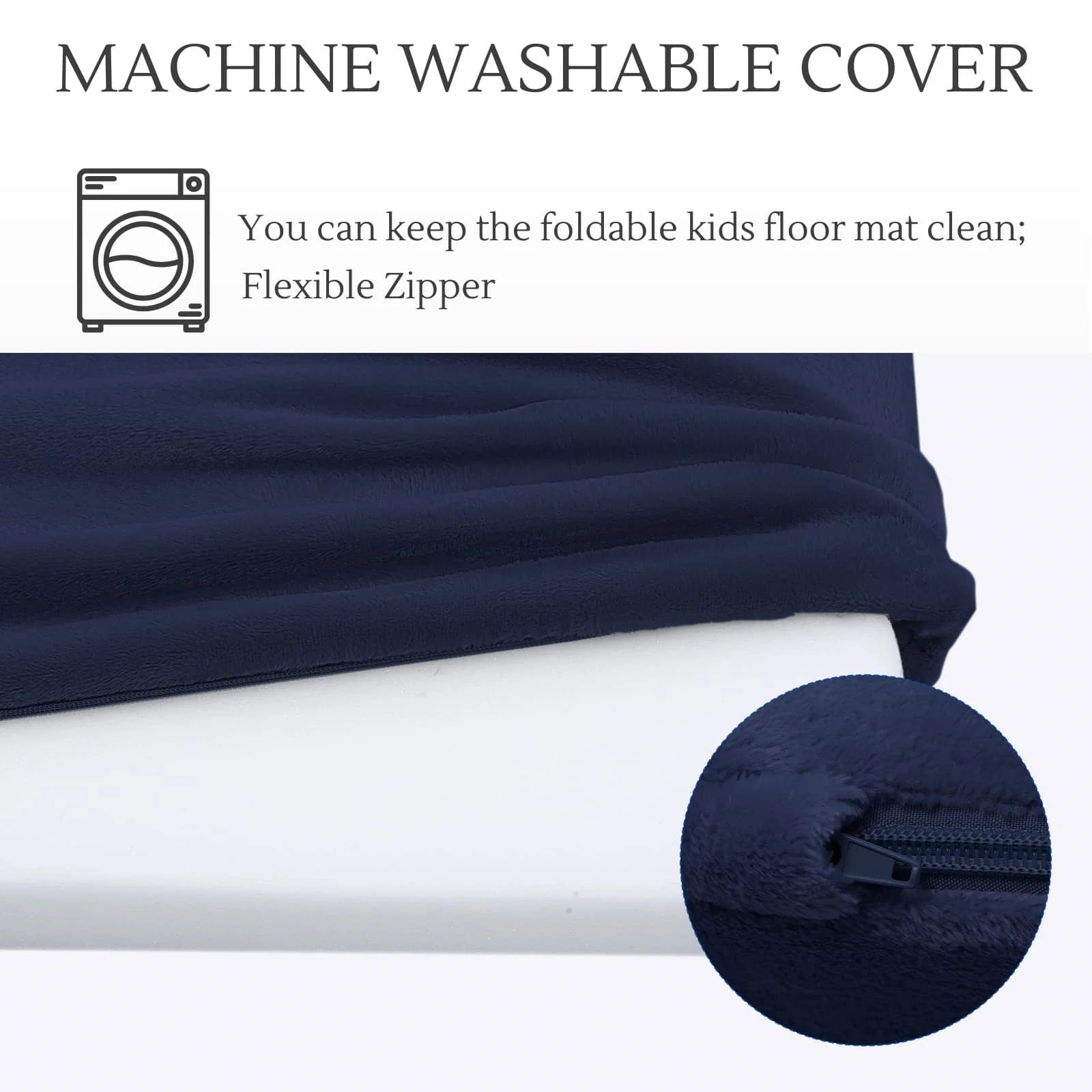 Navy Glow Foam Baby Play Mat Machine Washable Cover