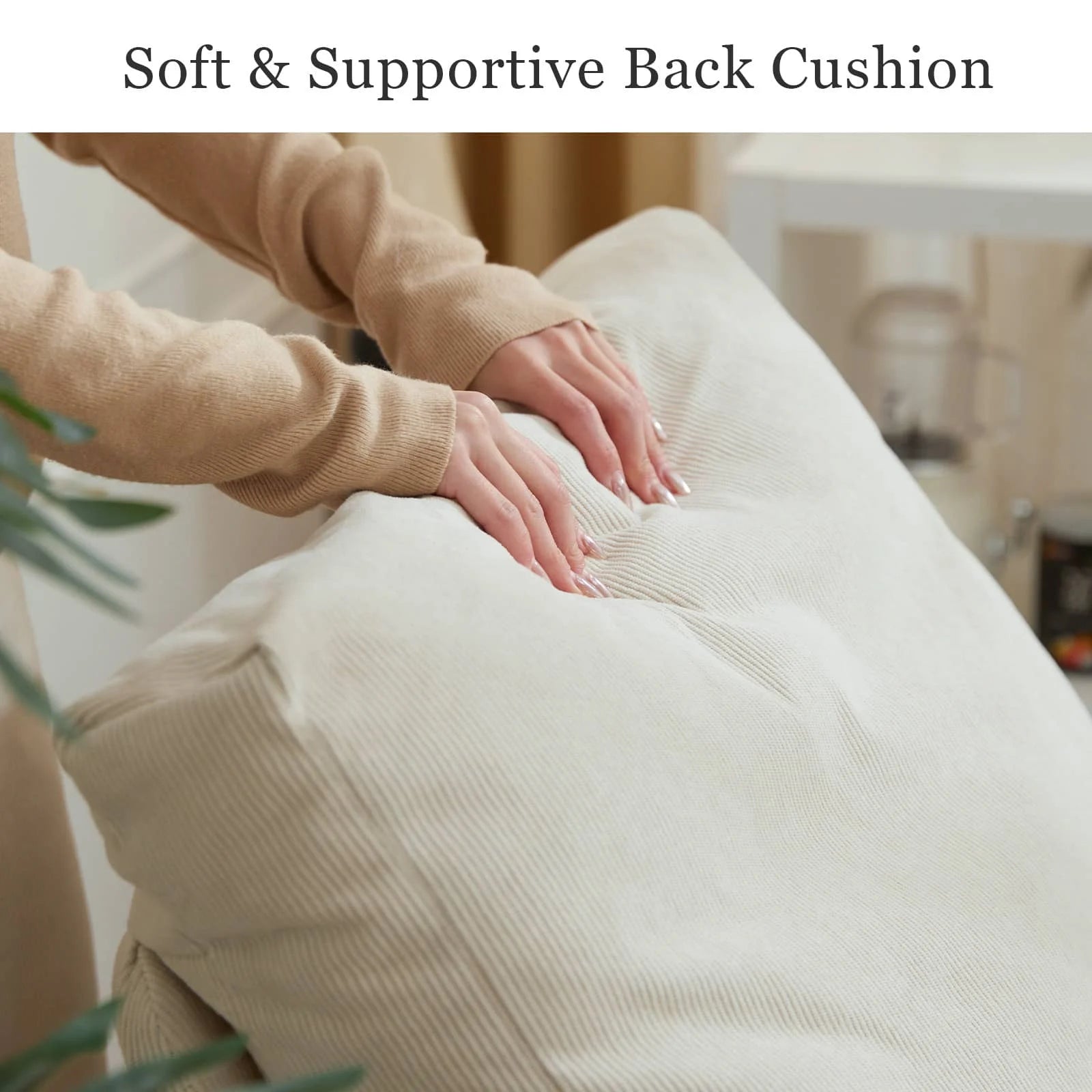 Soft & Supportive Back Cushion-COMAX Beige Glider Rocking Chair 