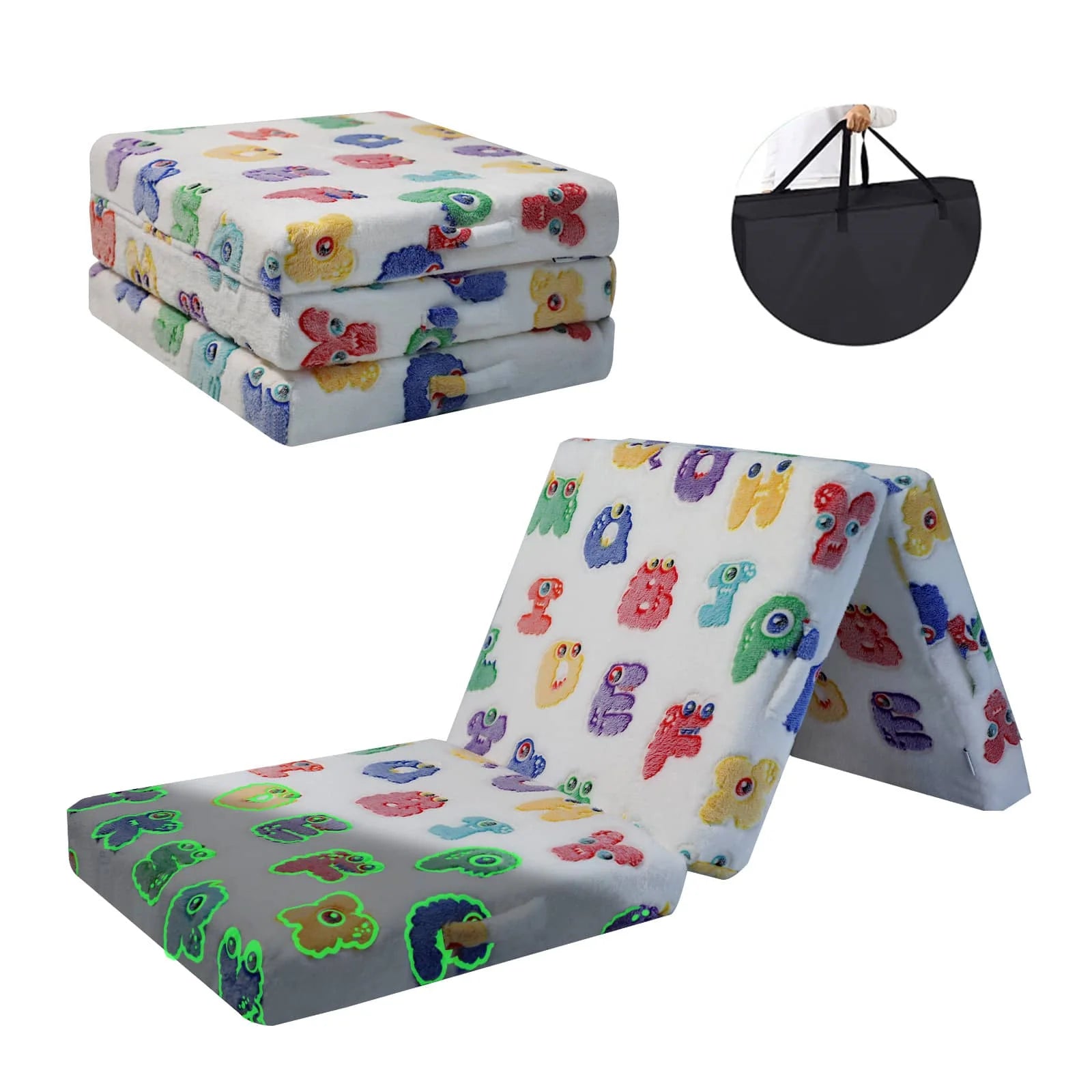 Folding Floor Mattress For Kids-White Alphabet