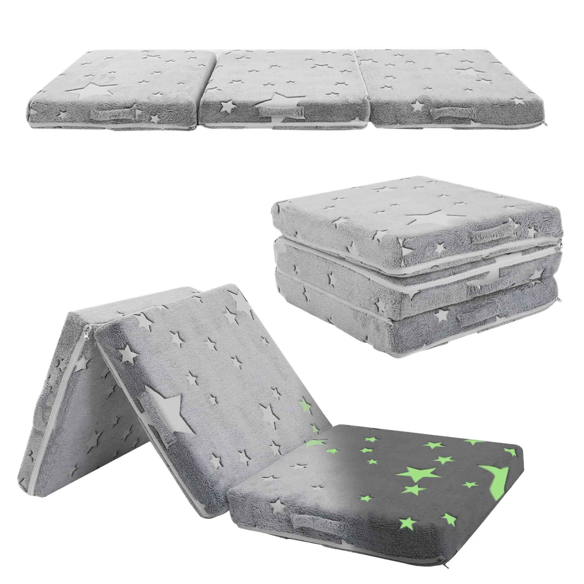 Folding Floor Mattress For Kids-Grey Star