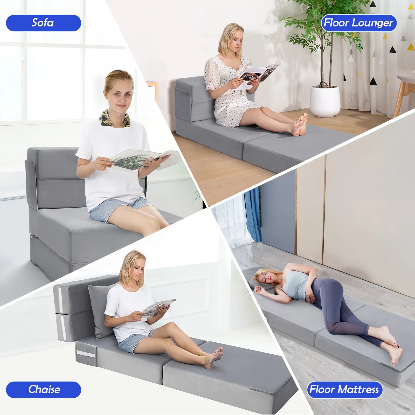 Foldable GlowSofa Chair Bed - 6" Foam Mattress Sleeper with Pillow | Glowsofa