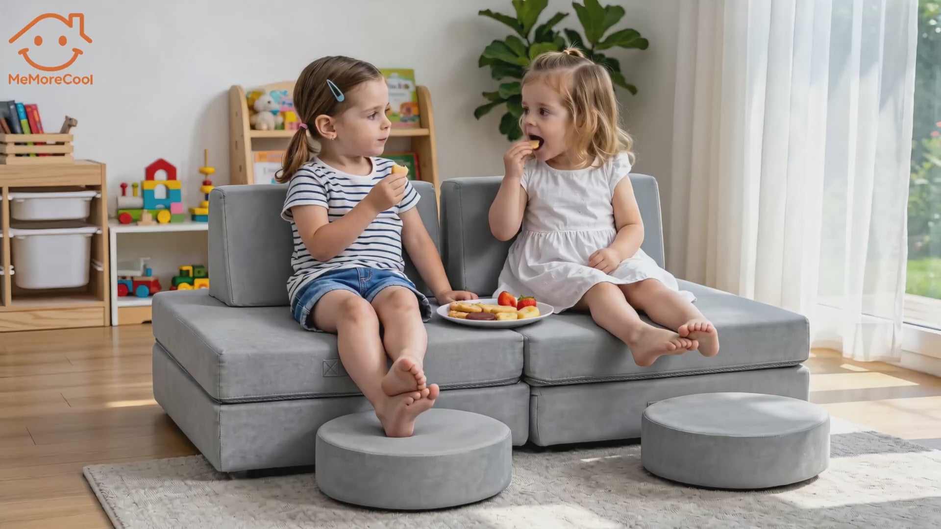 MeMoreCool 8-piece solid color play couch — 30s video