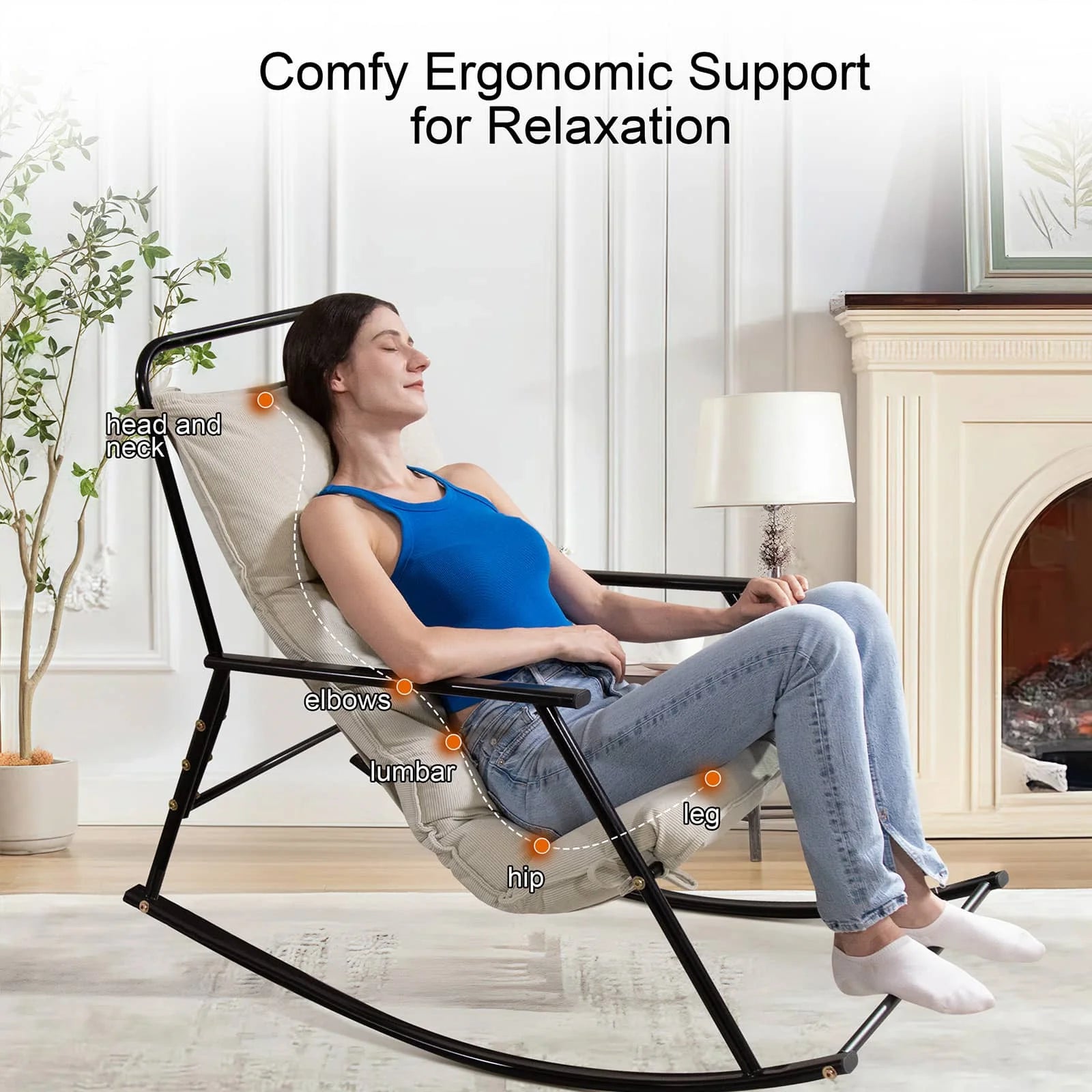 COMAX Rocking Chair-beige is ergonomically designed