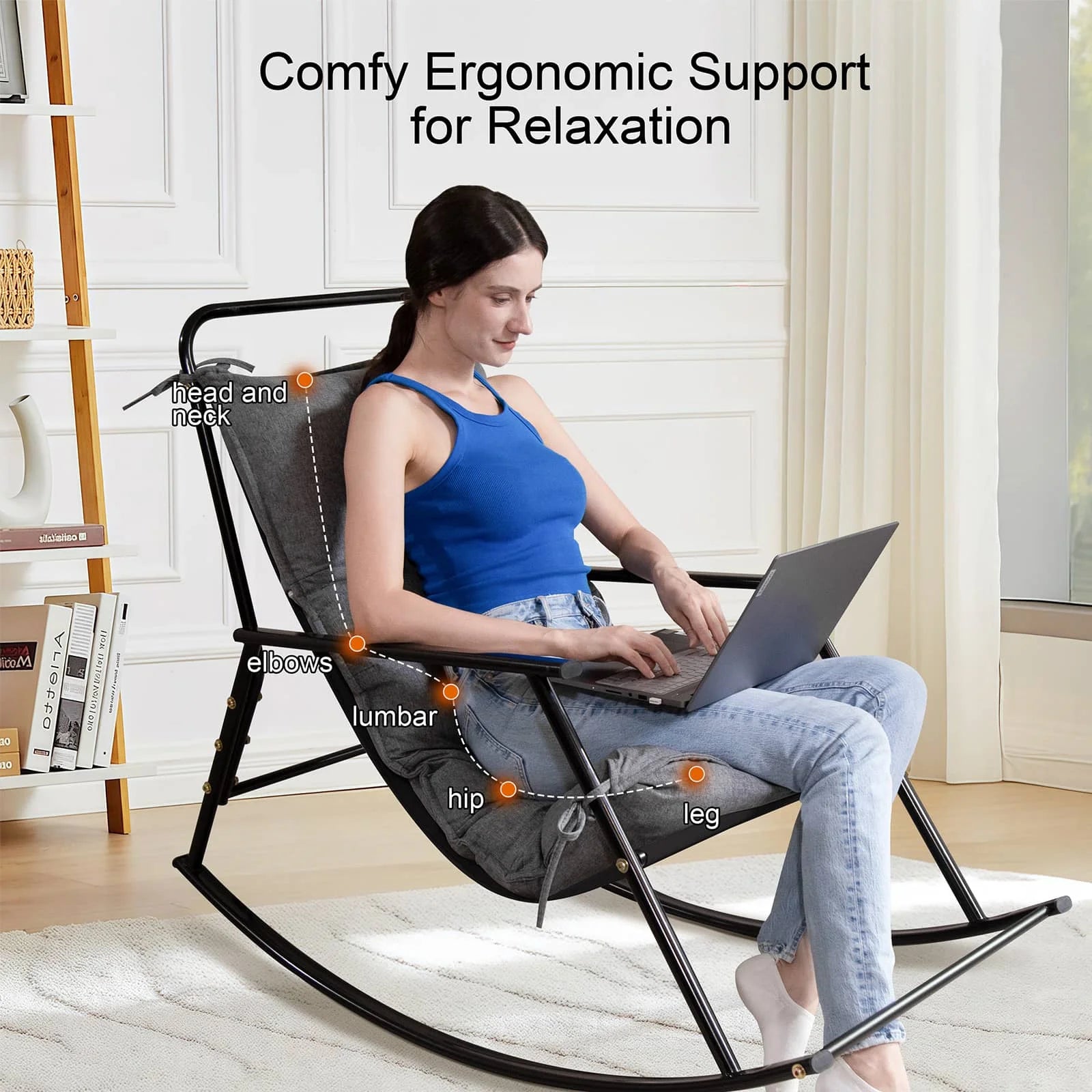 COMAX Rocking Chair Cotton-linen fabric has ergonomic design
