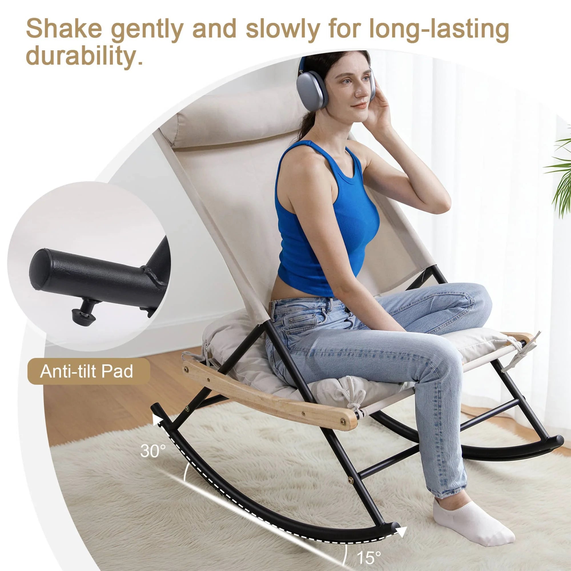 COMAX Outdoor Rocking Chair has Shake gently and slowly for long-lasting durability.