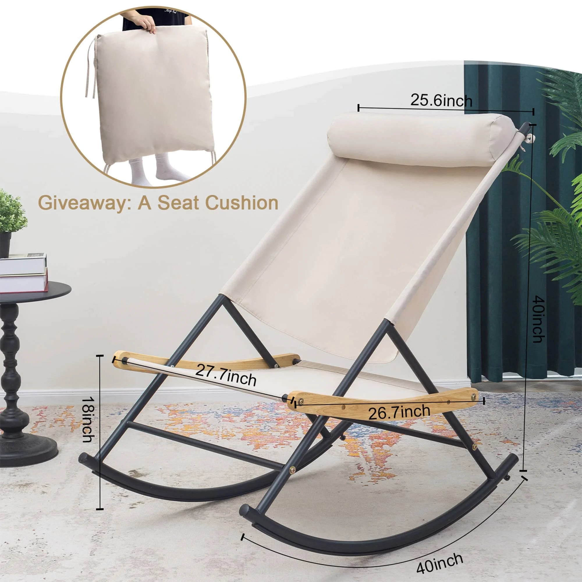 COMAX Outdoor Rocking Chair dimensions are 40"D x 27.7"W x 40"H