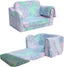 Glowsofa's Colorful Star Children's Fold Out Sofa with Blanket Folded and Unfolded Status