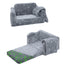 Glowsofa's Dino Single Children's Fold Out Sofa with Blanket Folded and Unfolded Status