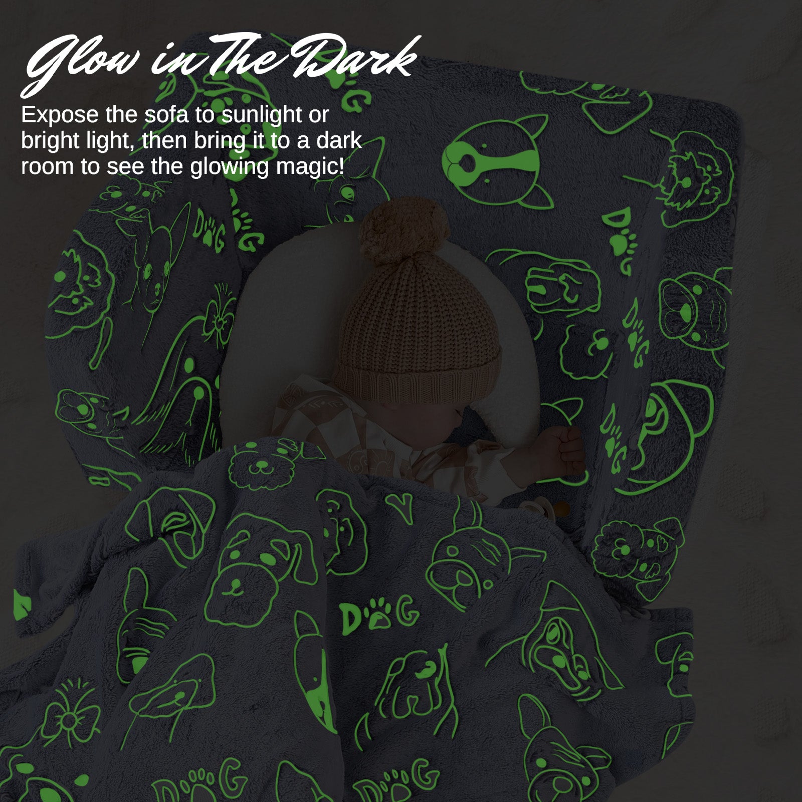 Fold Out Kids Couch, Flip Out Kids Sofa Chair with Blanket | GlowSofa