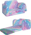 Glowsofa's Glowing Rainbow Children's Fold Out Sofa with Blanket Folded and Unfolded Status