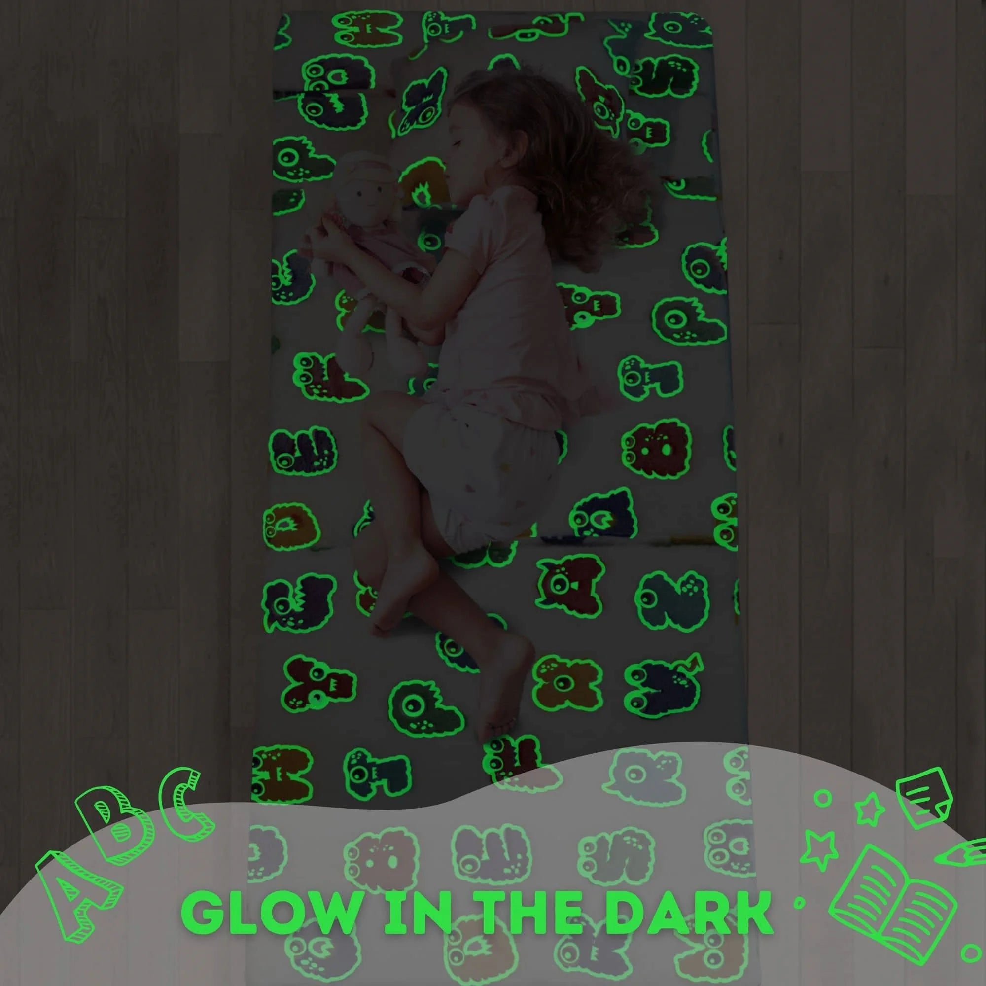 Alphabet Convertible Kids Foldable Floor MattressIGlowsofa  Glow Effect