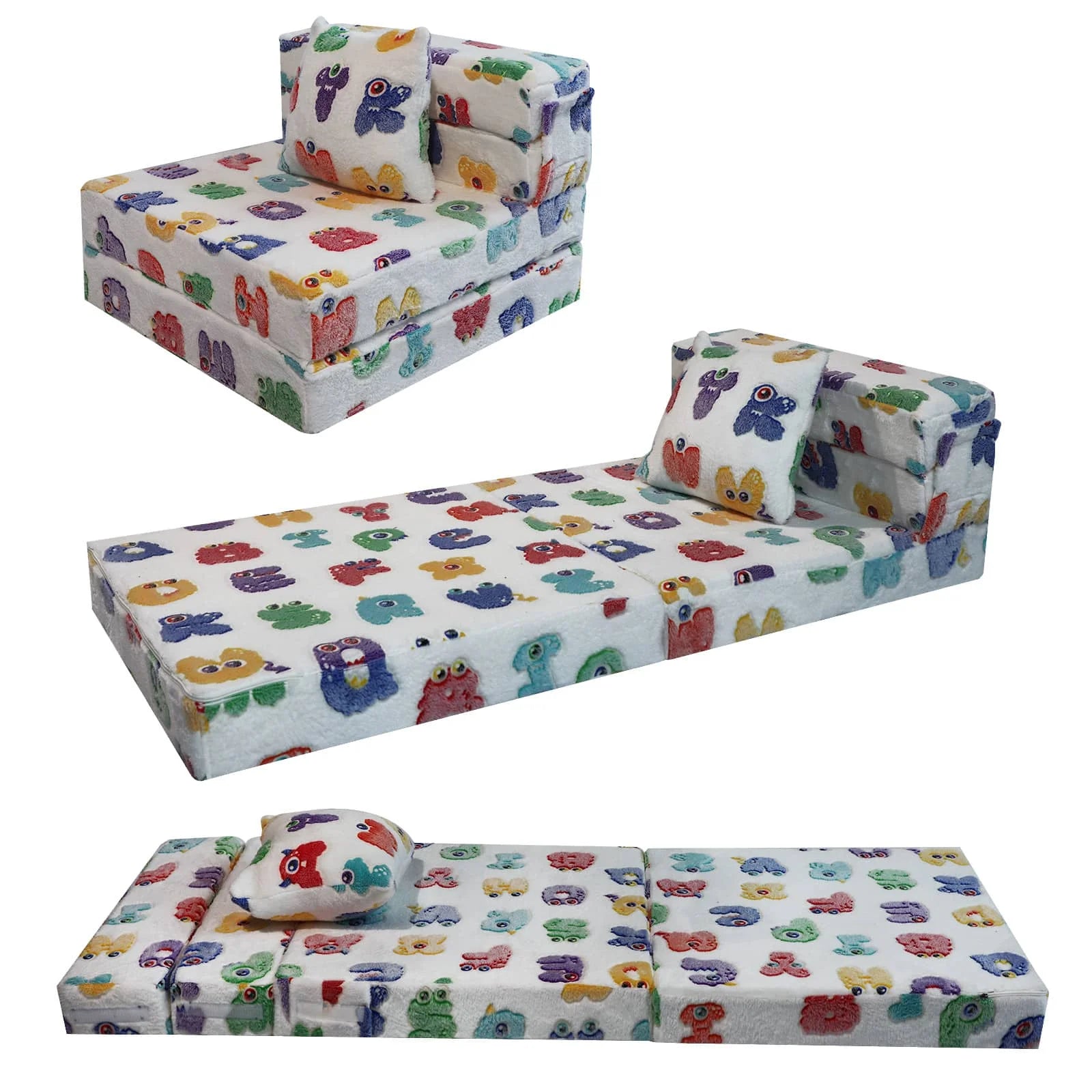Alphabet Convertible Kids Foldable Floor MattressIGlowsofa