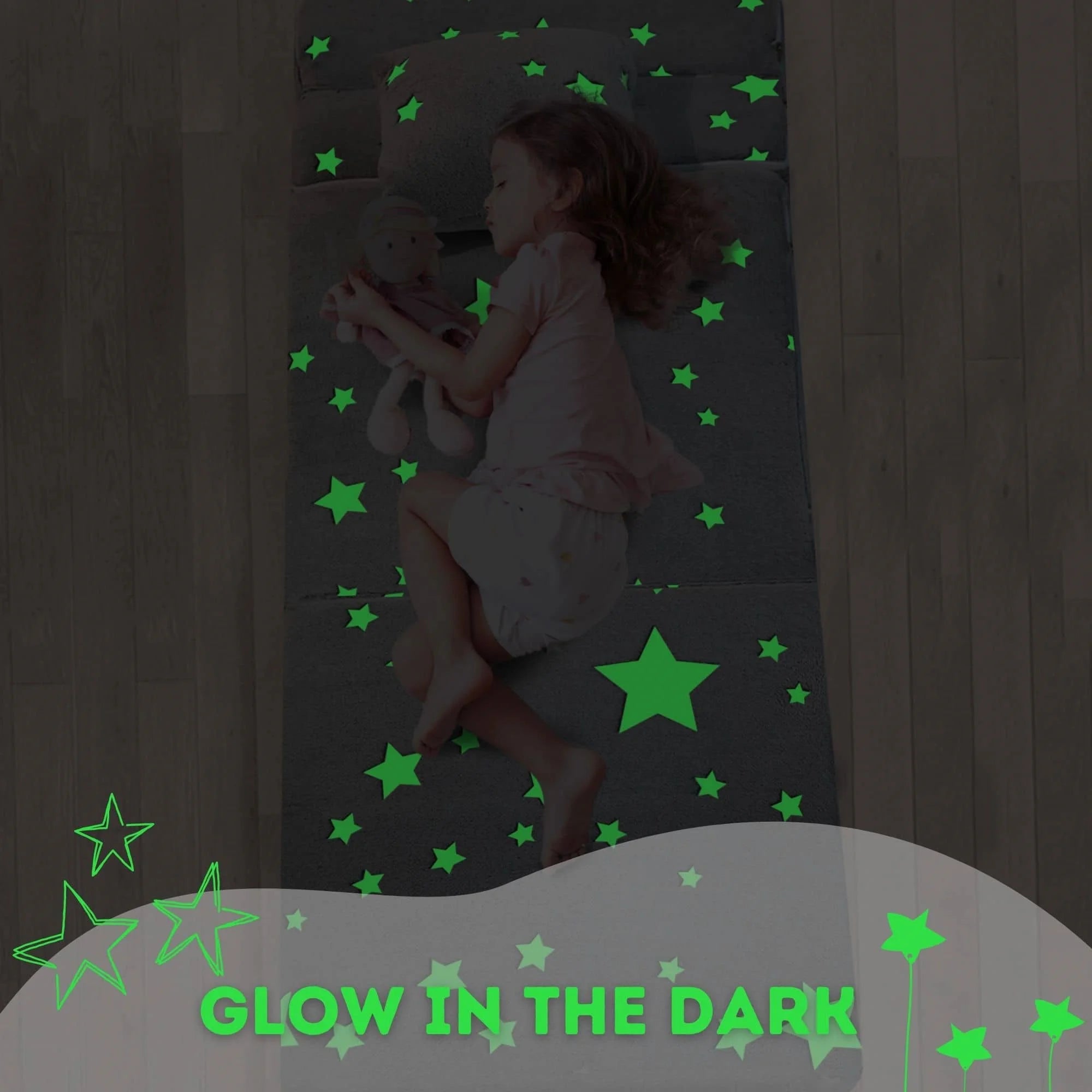 Star Convertible Kids Foldable Floor MattressIGlowsofa  Glow Effect