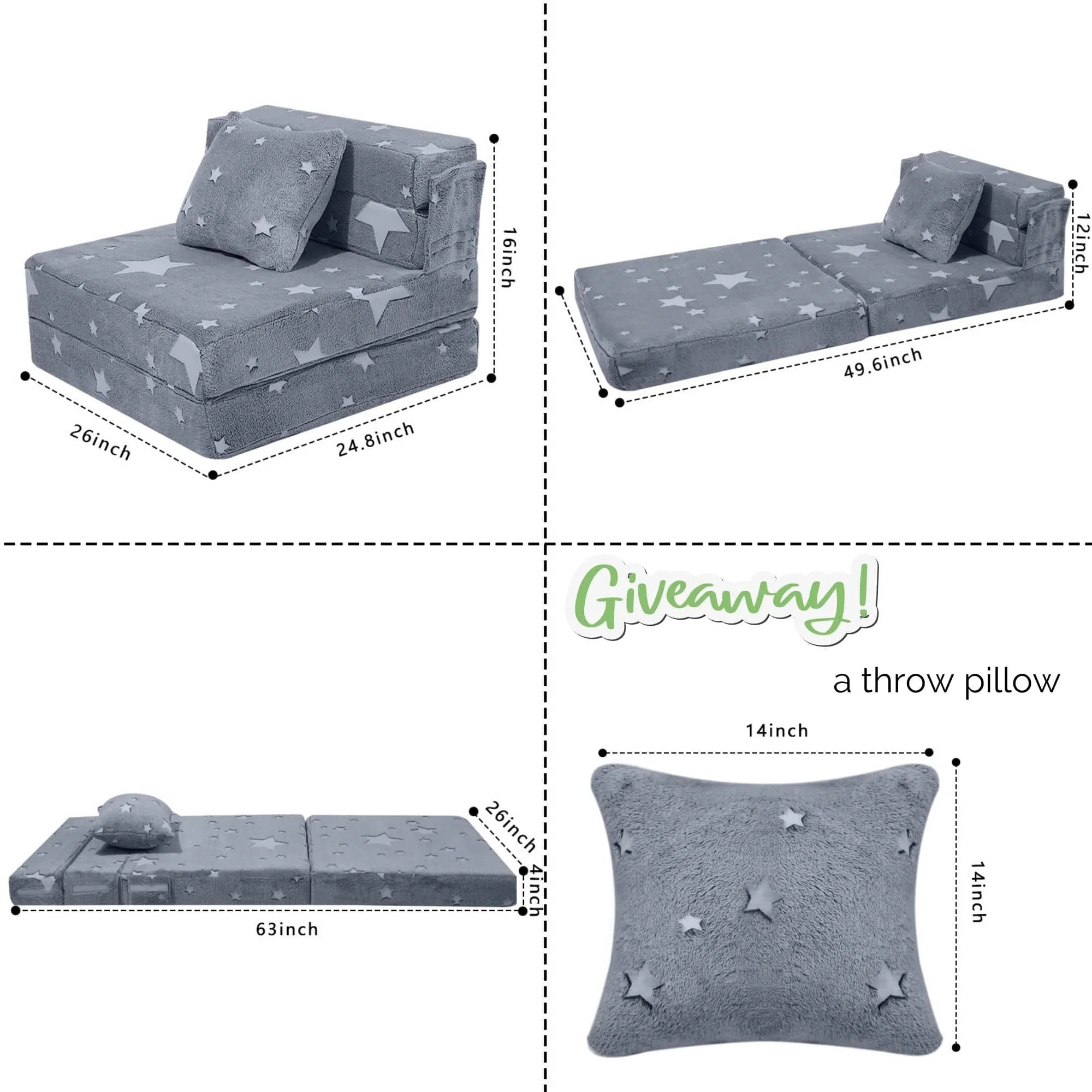 Star Convertible Kids Foldable Floor Mattress Size:63"D x 26"W x 4"H