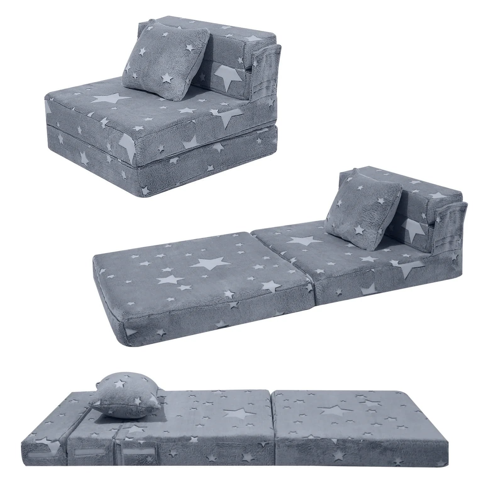 Star Convertible Kids Foldable Floor MattressIGlowsofa