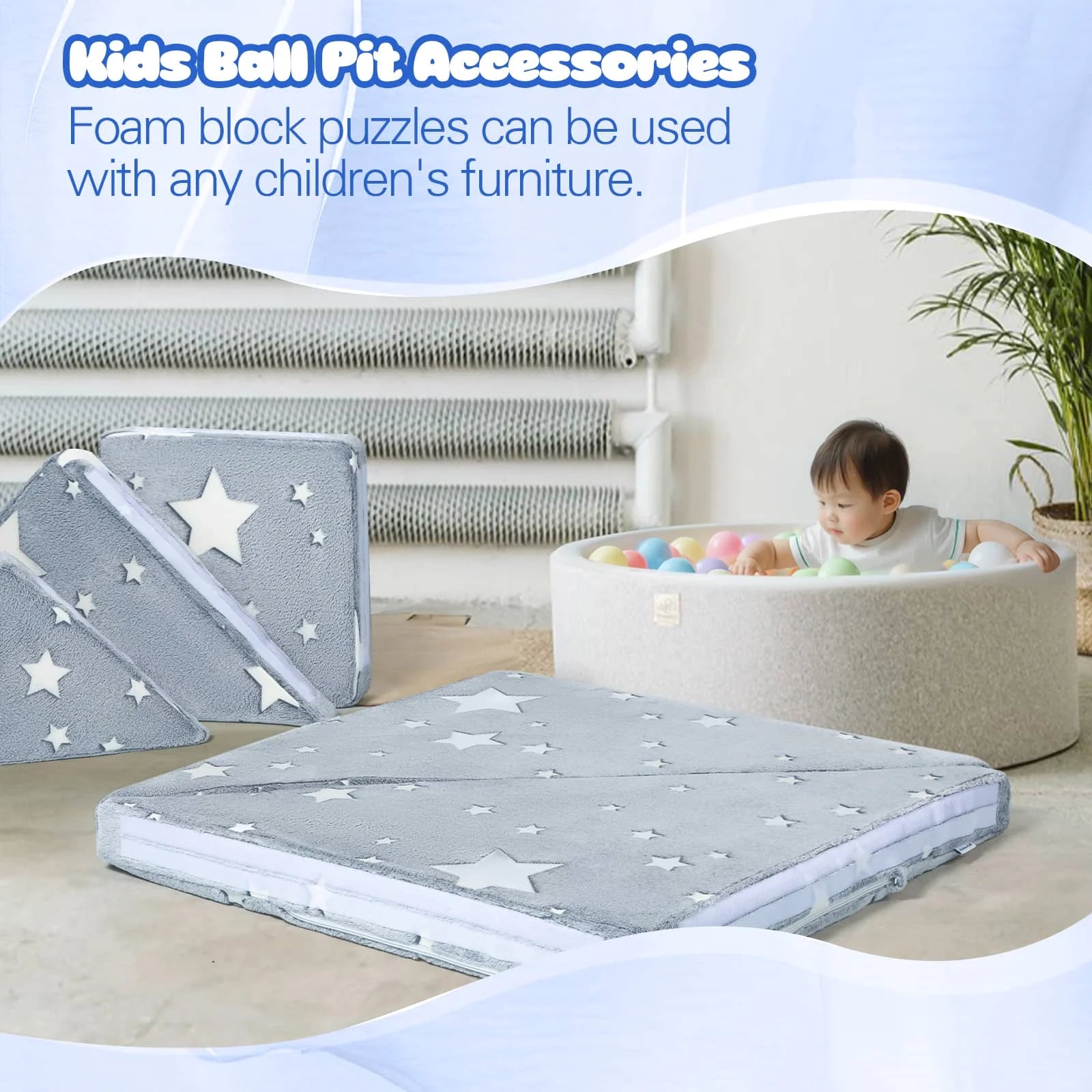 Tangram Puzzle Kids Play Couch can be used with any children's furniture.