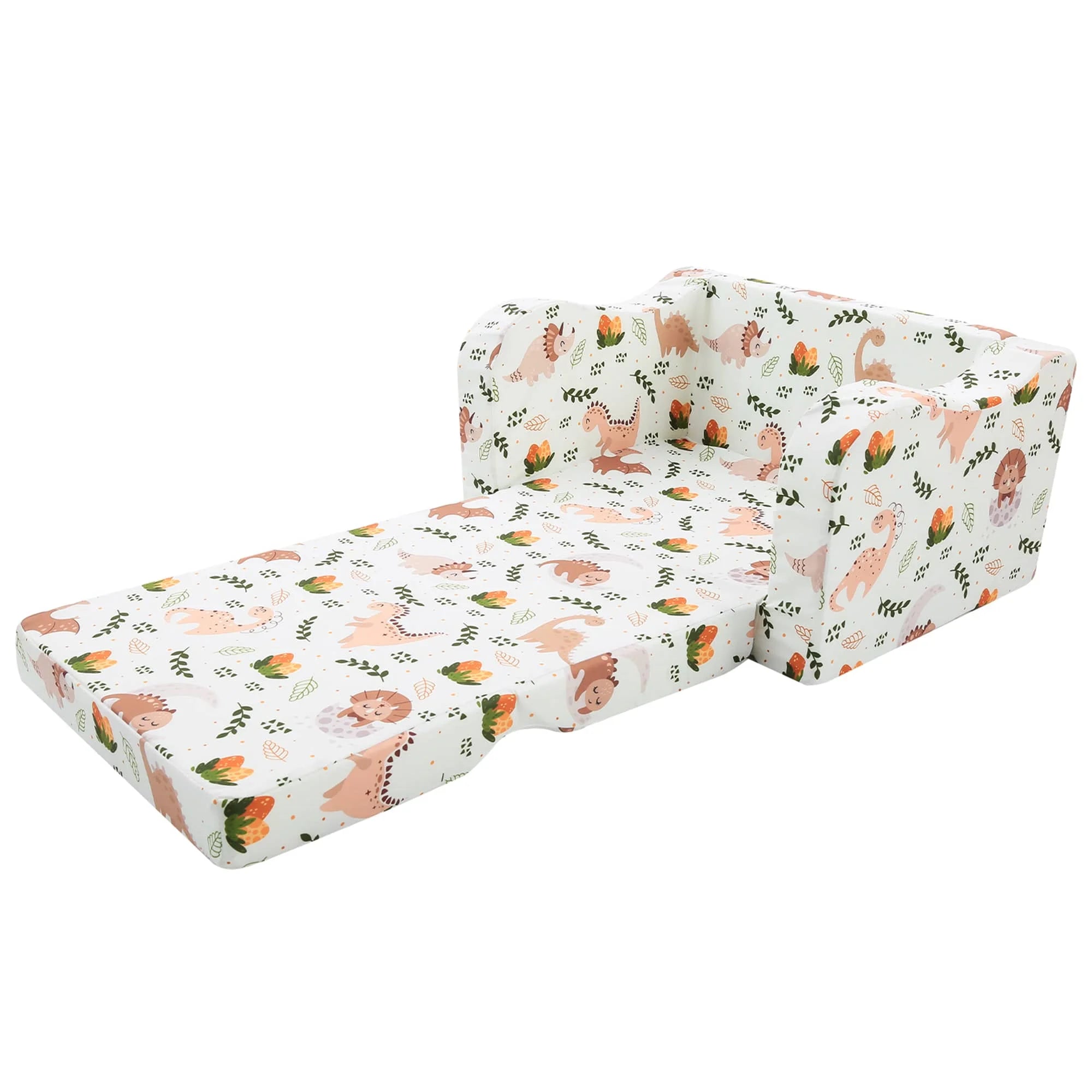 Expanded Glowsofa's Children's fold out sofa with Dinosaur patterns
